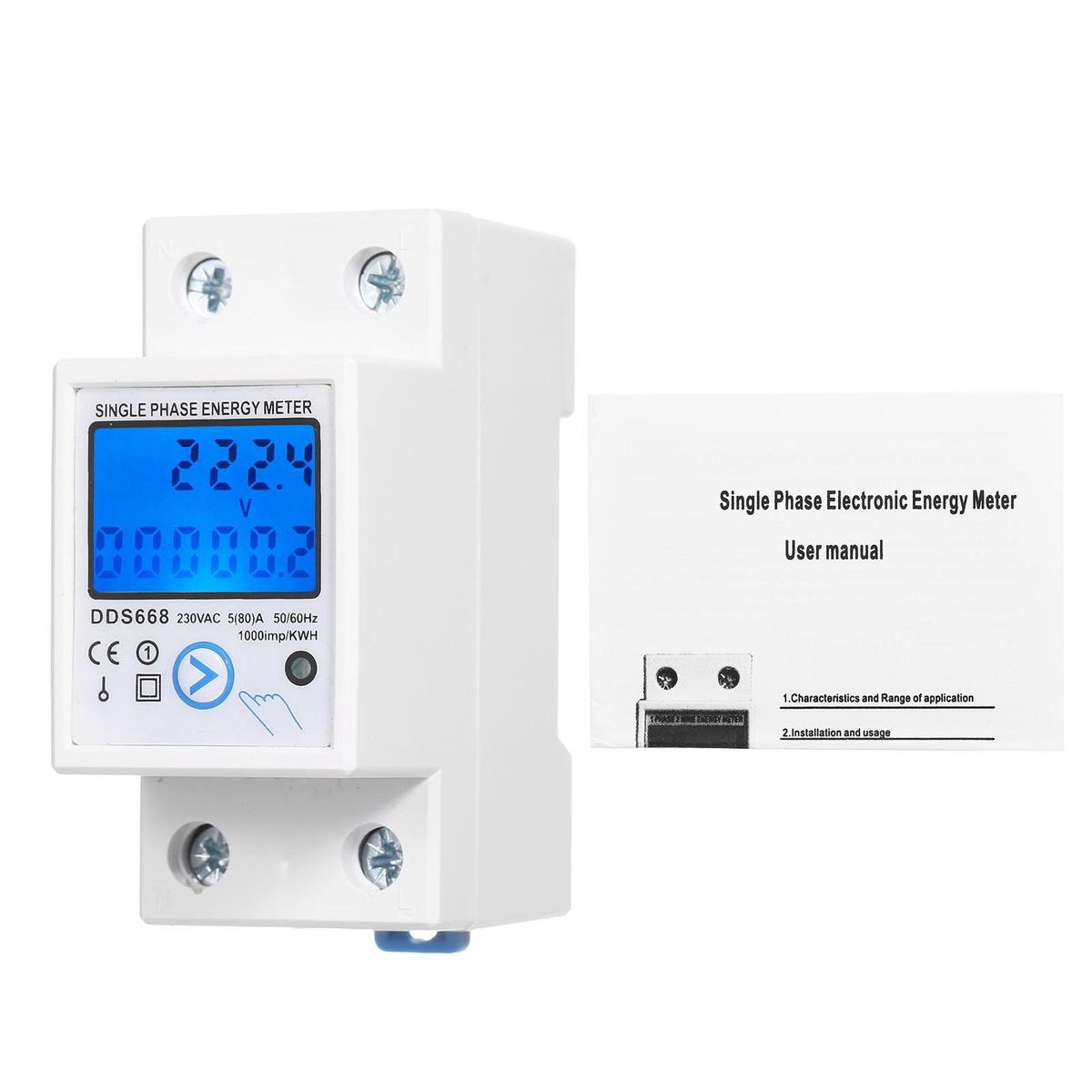 AC 230V Single Phase  Energy Meter With Reset Button With Backlight