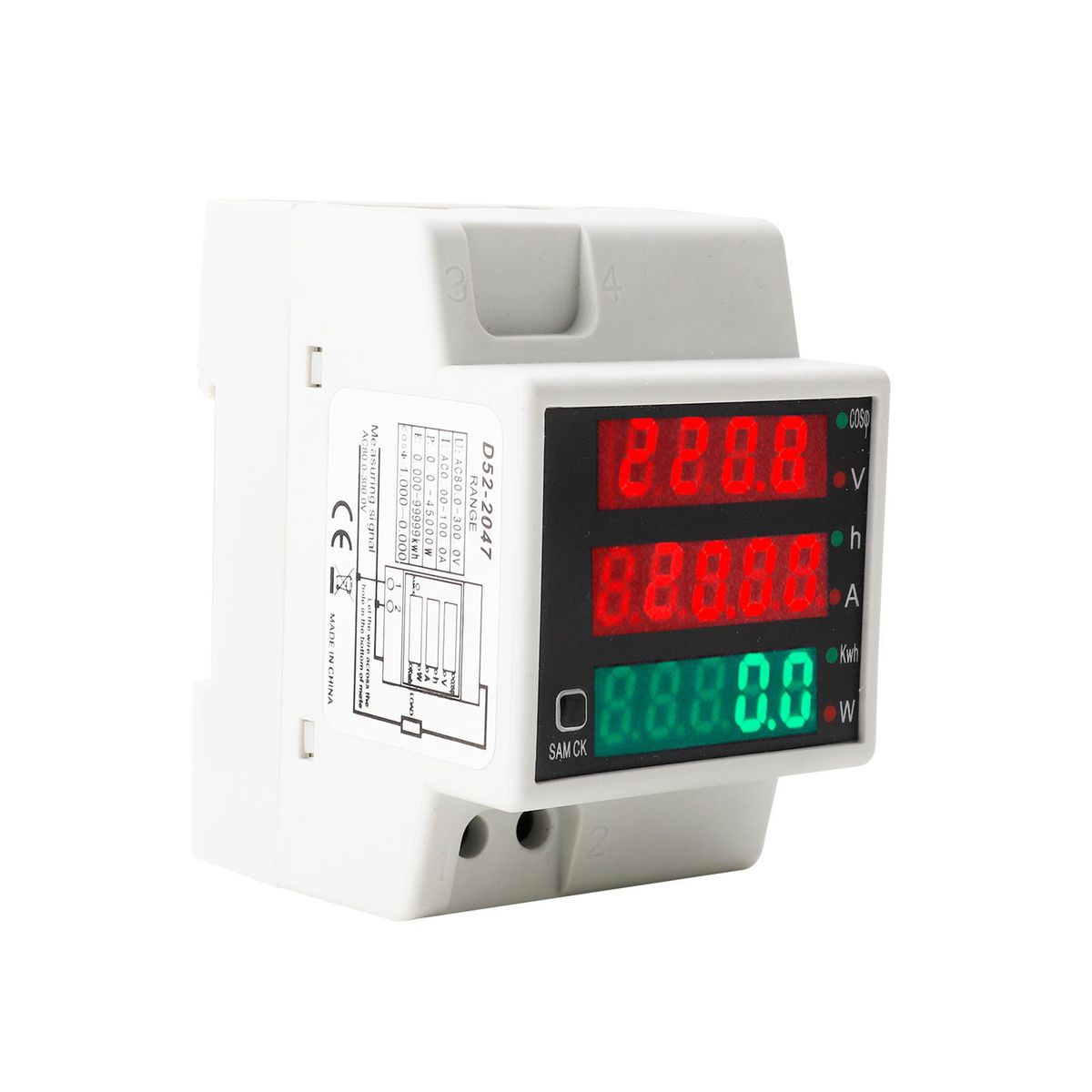 AC80-300V 100A Digital Energy Meter DIN Rail Multimeter Electric Power Meter kWh Meter Multifunction AC Voltage Current Power Factor Tester Ammeter Voltmeter