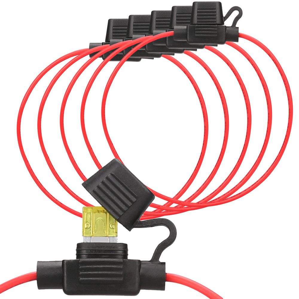 5Pcs DC12V 30A Car In Line Mini Blade Fuse Holder 18AWG 27CM Mini Wire Cutoff Switch Socket