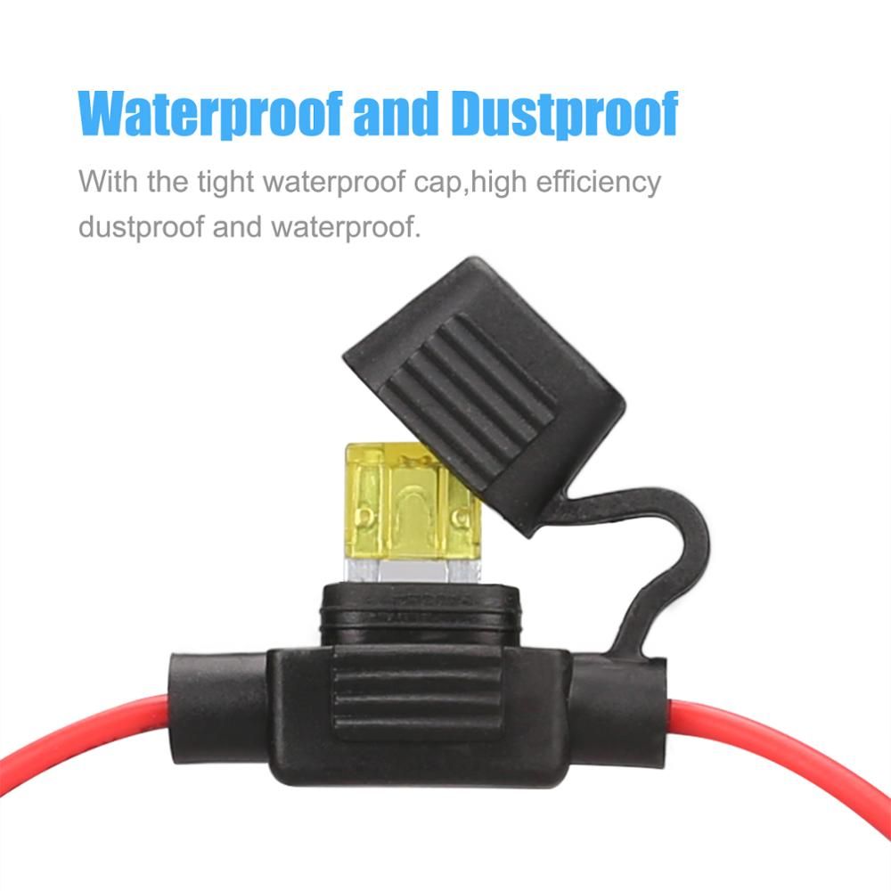 5Pcs DC12V 30A Car In Line Mini Blade Fuse Holder 18AWG 27CM Mini Wire Cutoff Switch Socket