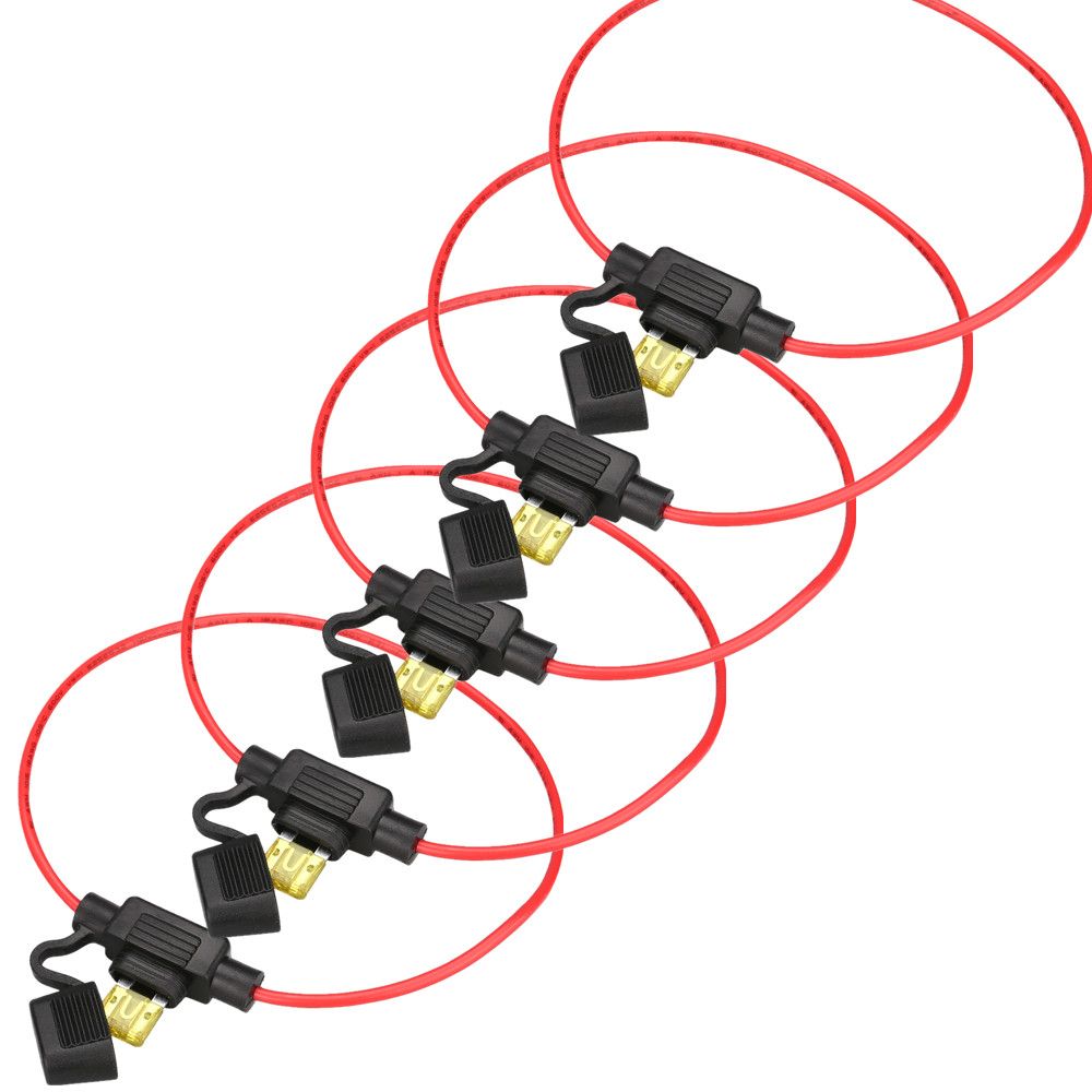 5Pcs DC12V 30A Car In Line Mini Blade Fuse Holder 18AWG 27CM Mini Wire Cutoff Switch Socket