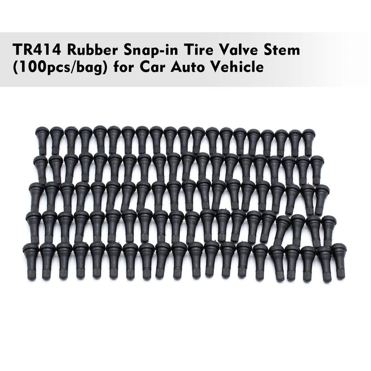 TR414 Rubber Snap-in Tire Valve Stem (100pcs/bag) for Car Auto Vehicle