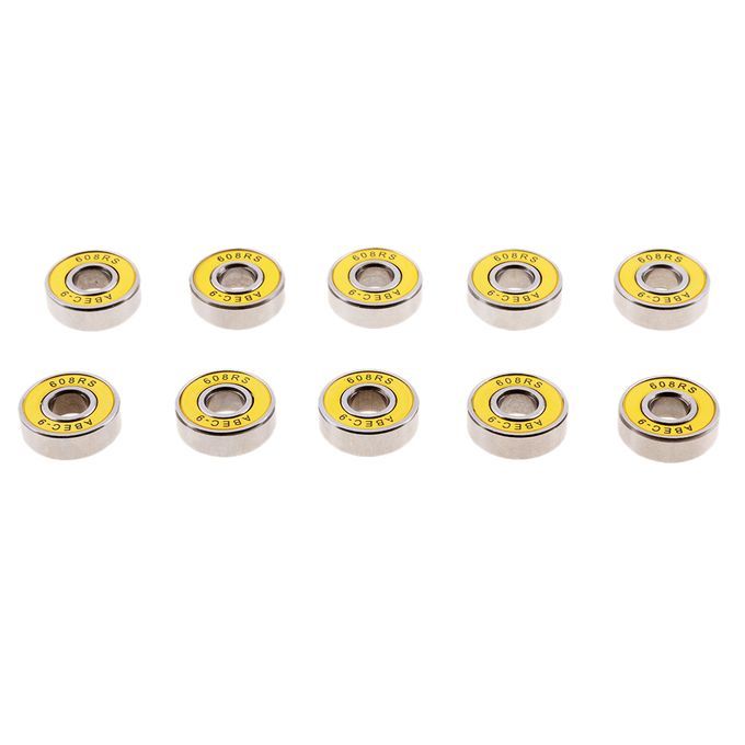 10Pcs/Pack ABEC-9 608RS Roller Skate Wheel Bearings Seal Ball Yellow