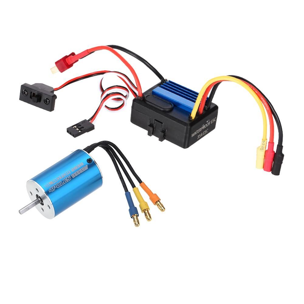 2838 3600KV 4P Sensorless Brushless Motor & 35A Brushless ESC Electronic Speed Controller for 1/14 1/16 1/18 RC Car