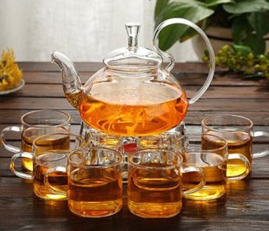 Glass Teapot 1pcs Teapot+7pcs Double Layer Glass Tea Cup