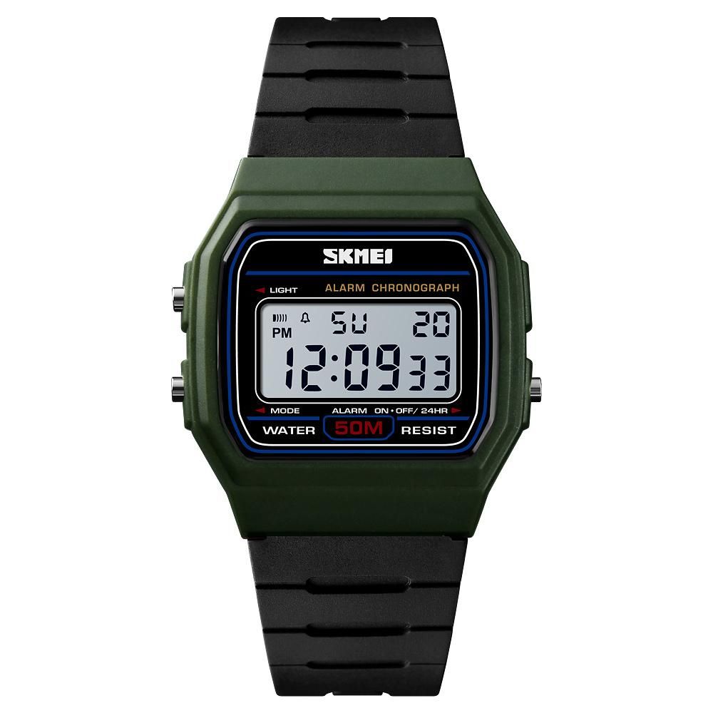 SKMEI 1412 Men Analog Digital Watch Fashion Casual Sports Wristwatch Time Display Alarm 5ATM Waterproof Leather Strap Backlight Multifunctional Watches Relogio Masculino