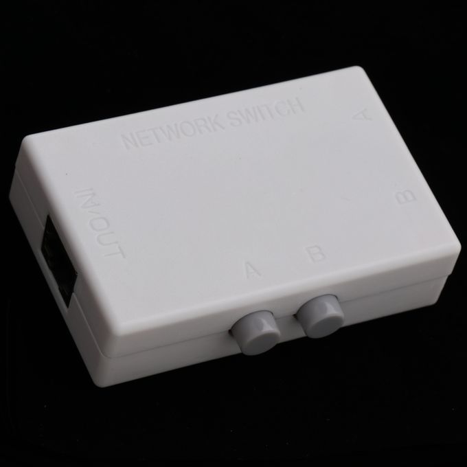 2Port Button Network Switch Splitter Hub 2-In 1-Out Or 1-In 2-Out 100M