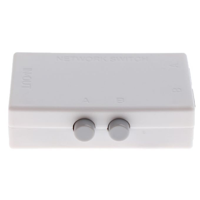 2Port Button Network Switch Splitter Hub 2-In 1-Out Or 1-In 2-Out 100M