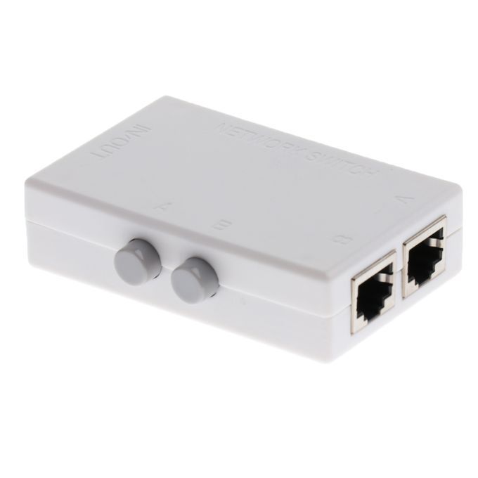 2Port Button Network Switch Splitter Hub 2-In 1-Out Or 1-In 2-Out 100M
