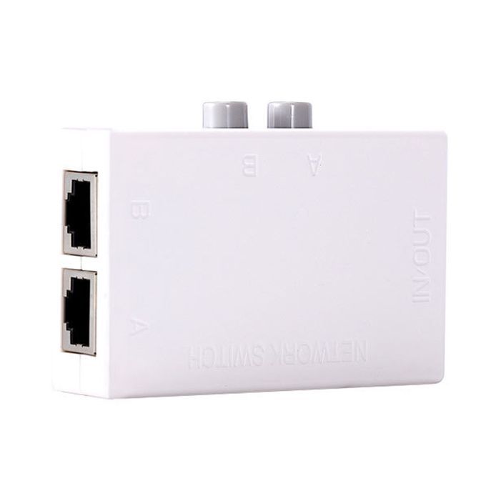 2Port Button Network Switch Splitter Hub 2-In 1-Out Or 1-In 2-Out 100M