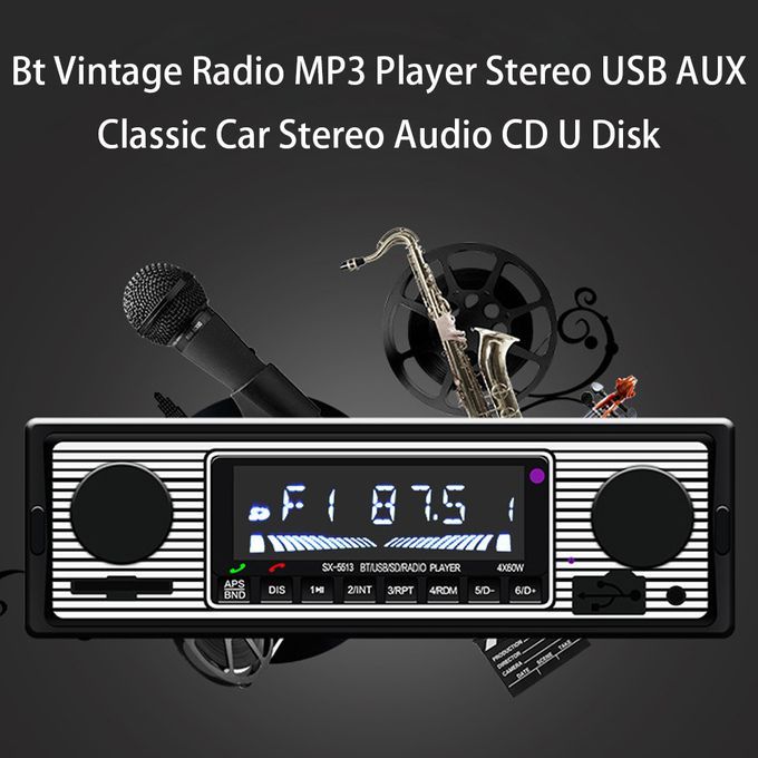 BT Vintage Radio MP3 Player Stereo USB AUX Car Stereo Audio