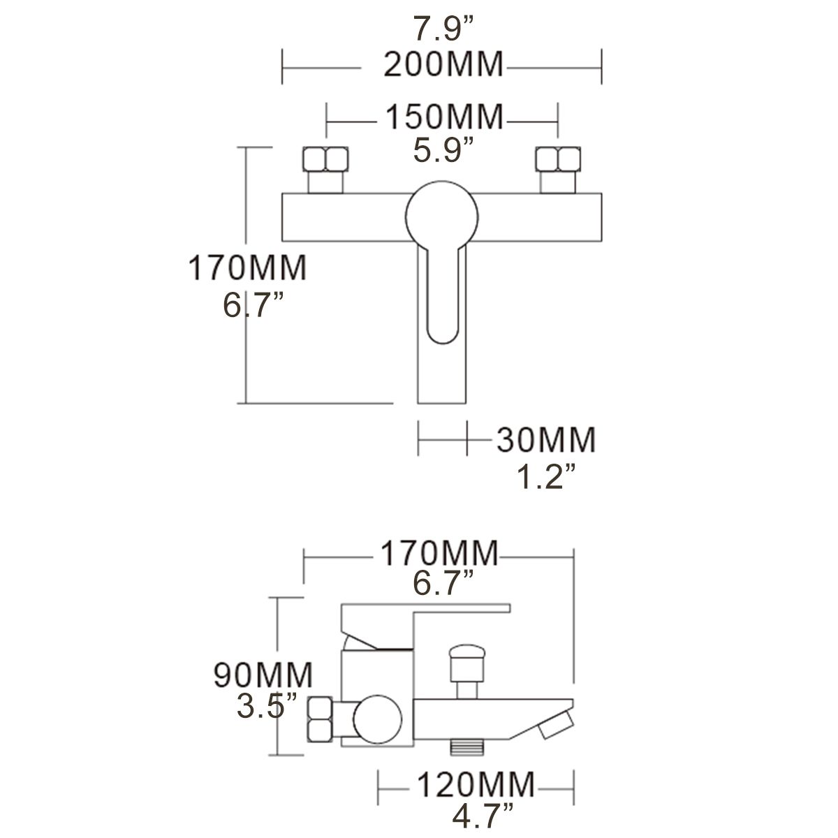 SUS 304 Stainless Steel Bathroom Shower Tub Faucet Wall-Mounted SNA516