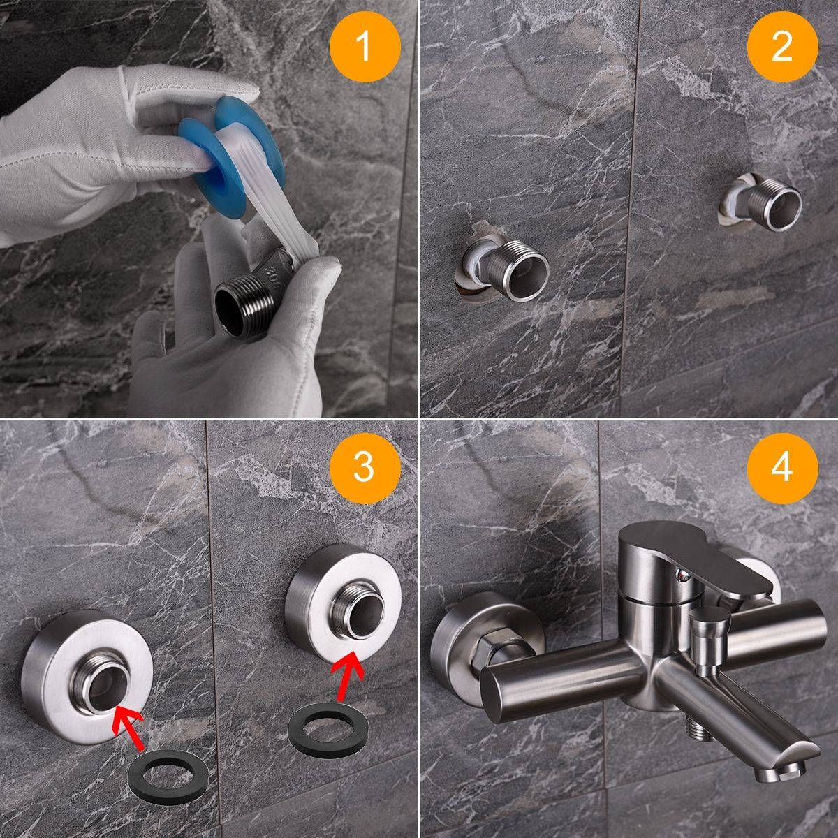 SUS 304 Stainless Steel Bathroom Shower Tub Faucet Wall-Mounted SNA516