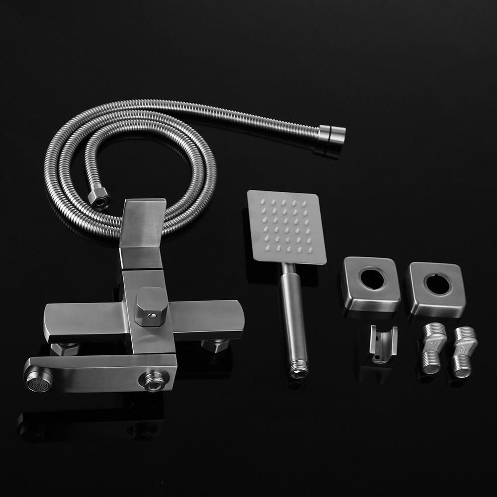 Factory Direct Sales New 304 Stainless Steel Shower Head Set Hot and Cold Square Top Spray Shower Elevator Suit