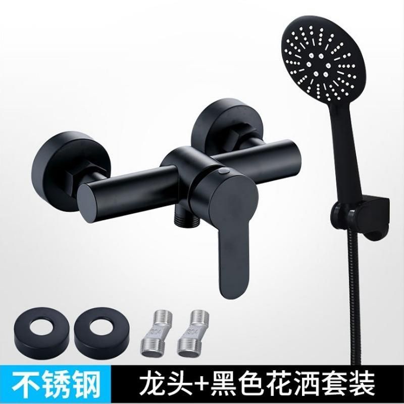 Black Paint 304 Stainless Steel Bathtub Simple Shower Set Hot and Cold Shower Mixing Valve Bathroom Faucet Wholesale