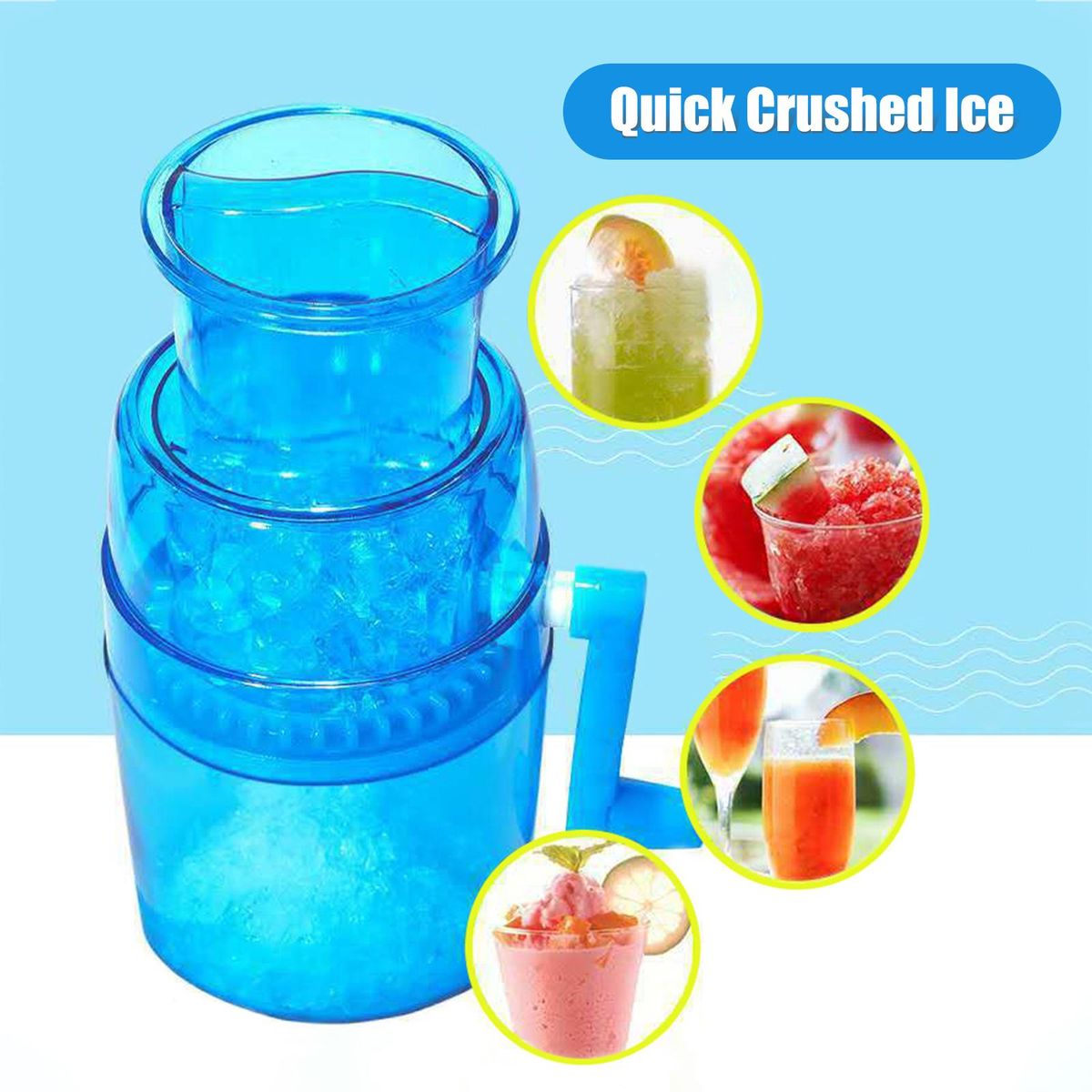 Manual Ice Crusher Household Ice Crusher Rotary Ice Crusher Ice Cube Cutter Mini Portable Ice Machine Hand Crank Ice Chopper