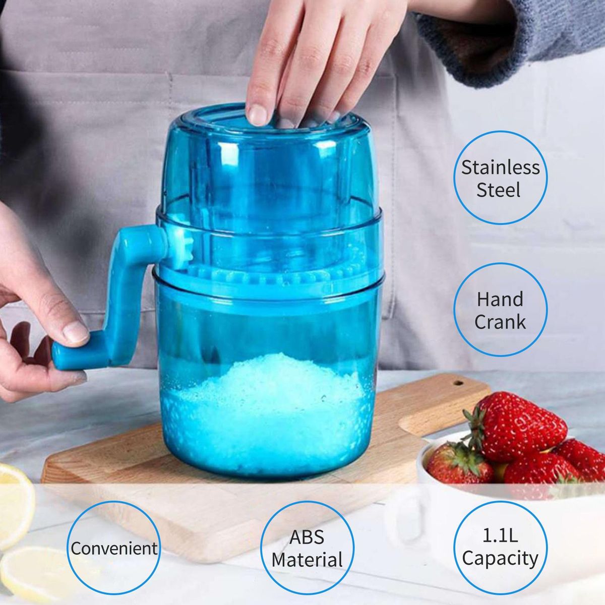 Manual Ice Crusher Household Ice Crusher Rotary Ice Crusher Ice Cube Cutter Mini Portable Ice Machine Hand Crank Ice Chopper