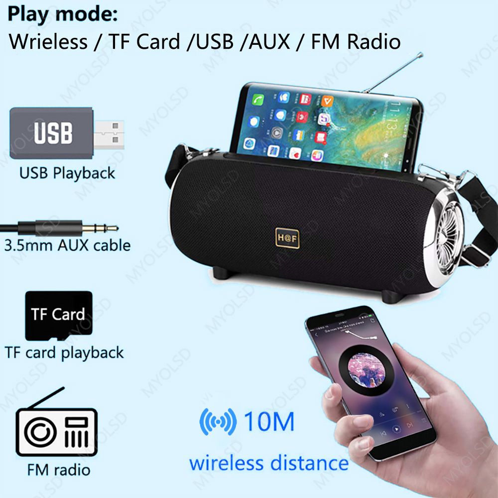 Powerful Stereo Portable Speaker Wireless Outdoor Speakers Bluetooth-compatible With FM Radio AUX TF USB MP3 Music Center Column