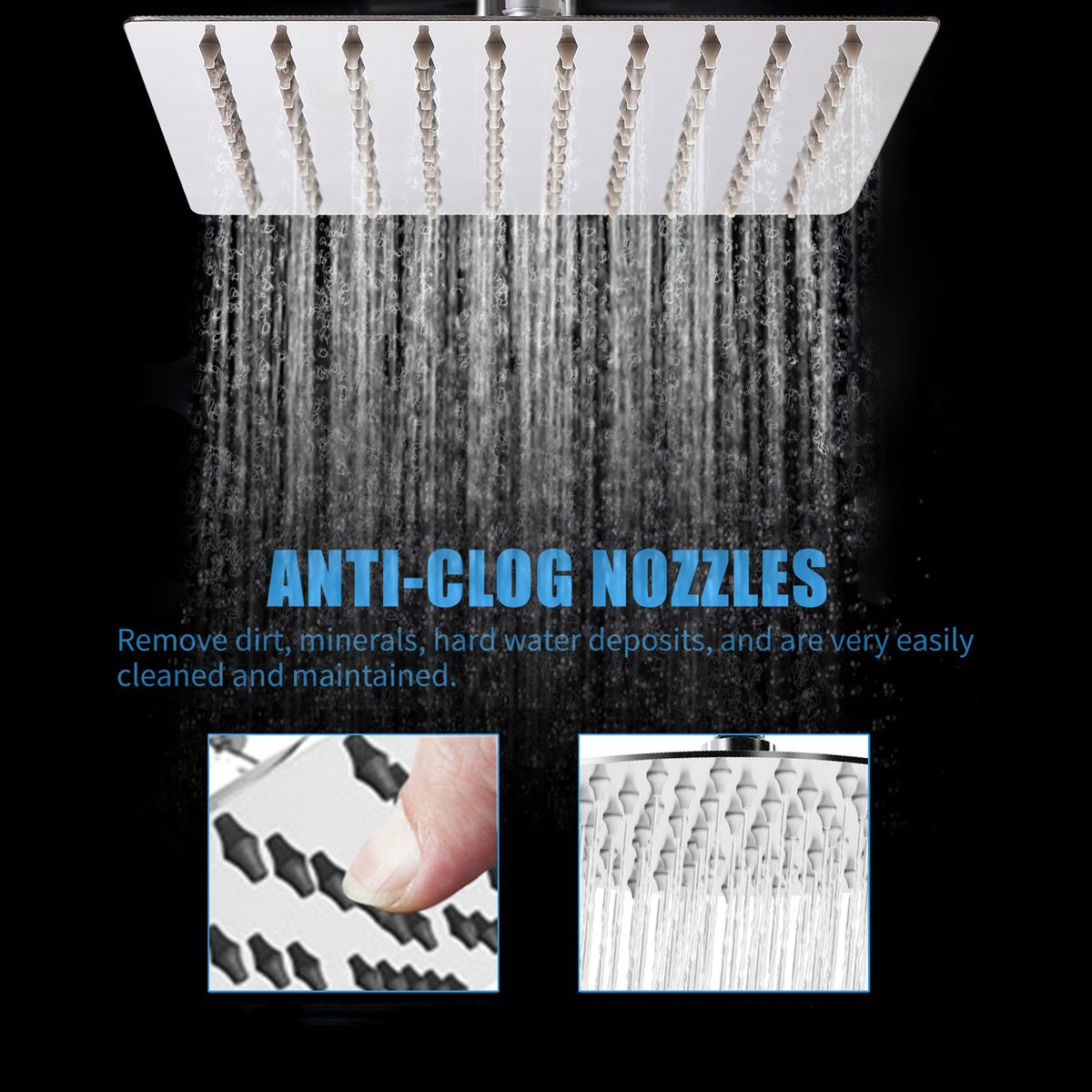 8 Inch Square Rain Showerhead G1/2 High Pressure Shower Head