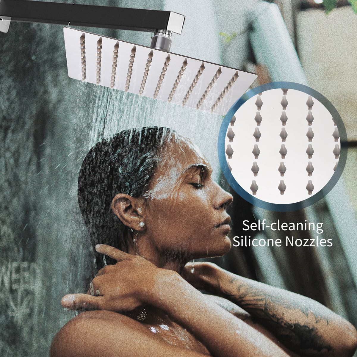 8 Inch Square Rain Showerhead G1/2 High Pressure Shower Head