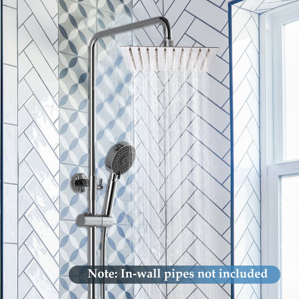 8 Inch Square Rain Showerhead G1/2 High Pressure Shower Head