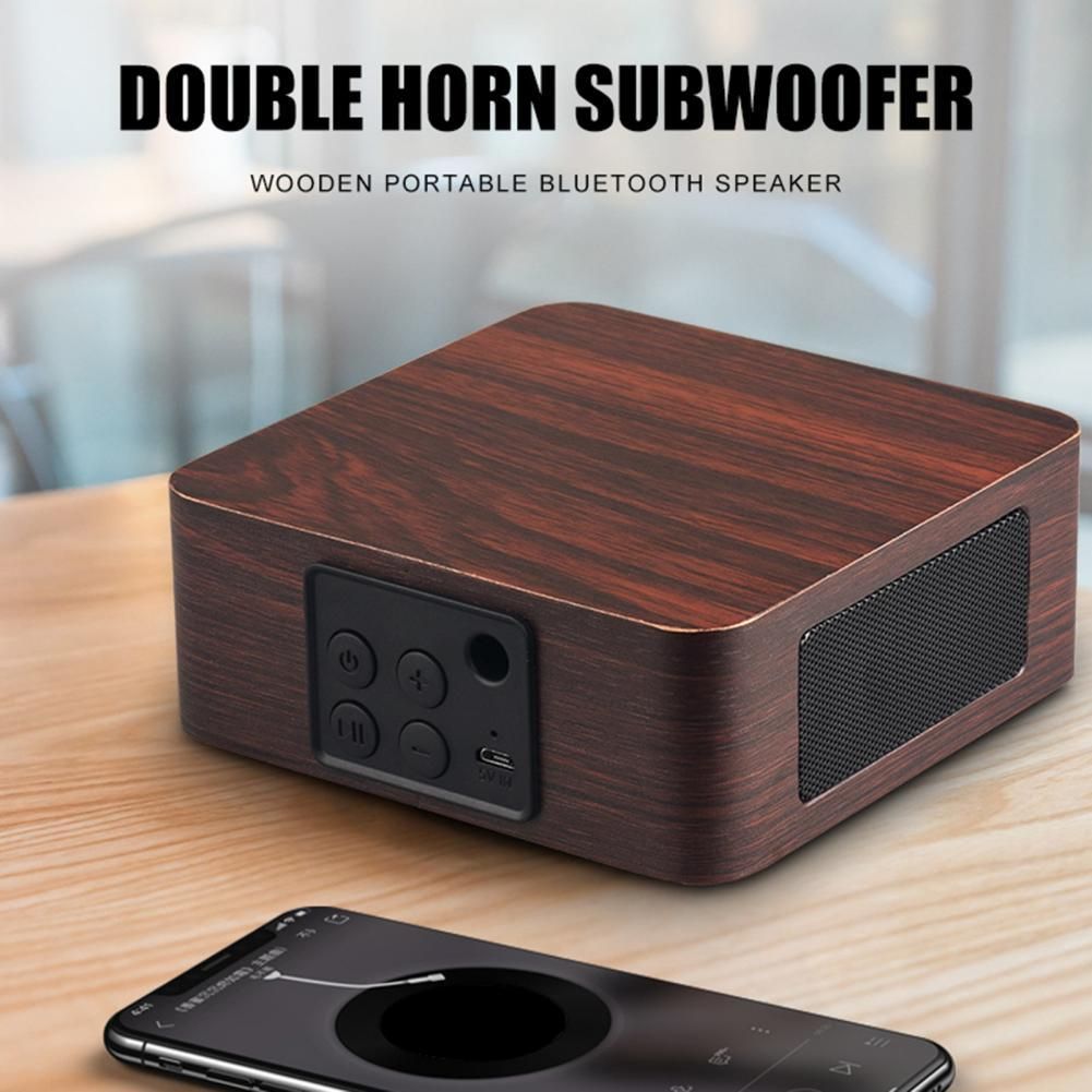 Q1A Bluetooth 4.2 Wood Wireless Speakers Rechargeable Heavy BSpeaker Subwoofer Music Player Loudspeaker Bluetooth Speakers