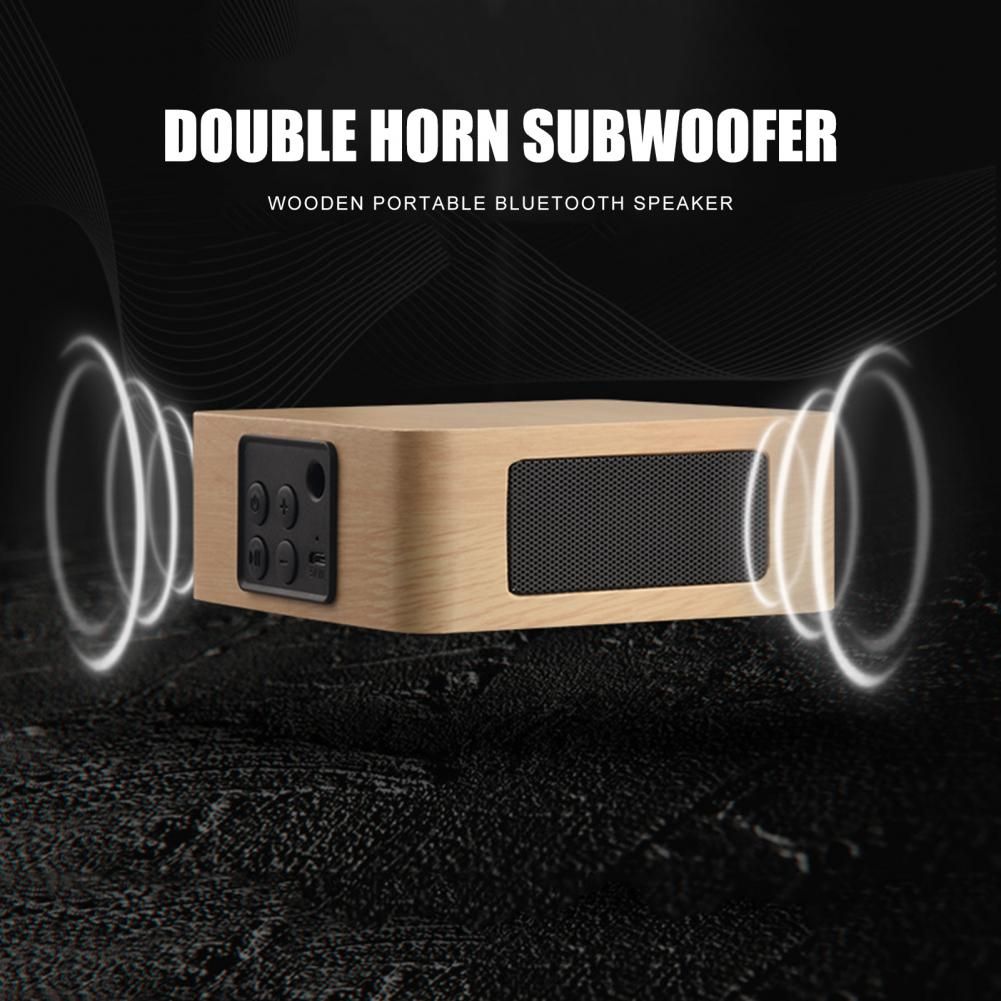 Q1A Bluetooth 4.2 Wood Wireless Speakers Rechargeable Heavy BSpeaker Subwoofer Music Player Loudspeaker Bluetooth Speakers