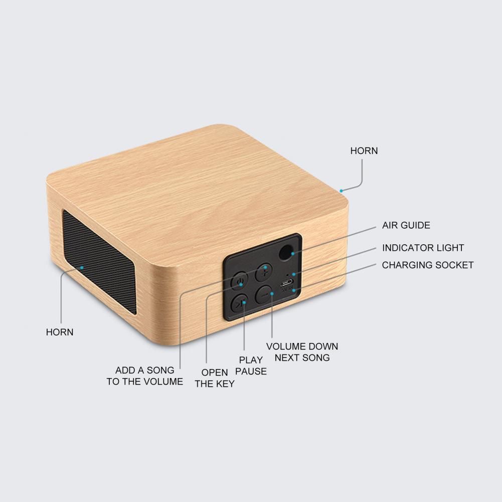 Q1A Bluetooth 4.2 Wood Wireless Speakers Rechargeable Heavy BSpeaker Subwoofer Music Player Loudspeaker Bluetooth Speakers