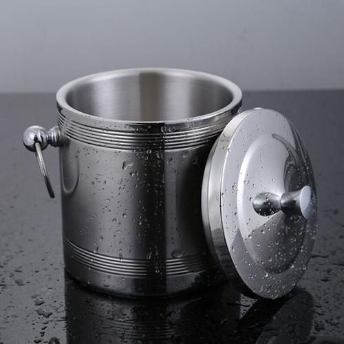 Stainless Steel Double Layer Ice Bucket Insulation Ice Bucket Bar KTV Ice Bucket Household Beer Bucket Ice Bucket