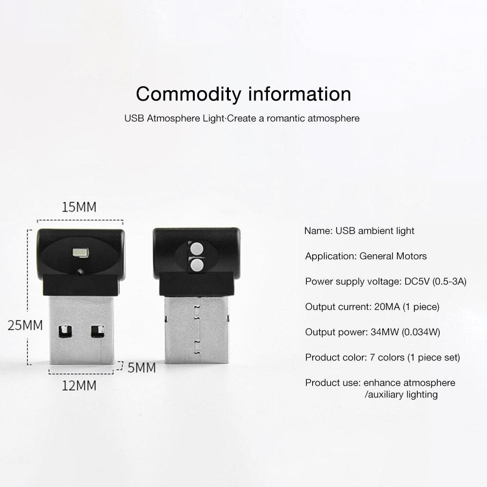 7 Colors Mini USB LED Car Light Auto Atmosphere Neon Light Plug And Play Decoration Ambient Lamp Car Interior Lights Car-styling