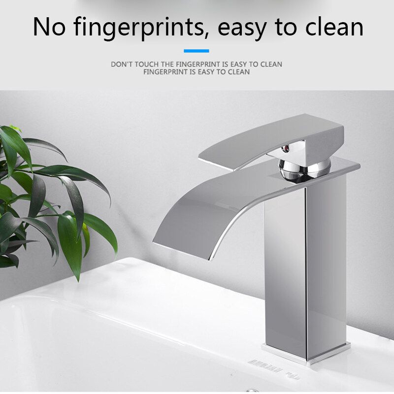Waterfall Plating Bathroom Basin Faucet Single Lever Single Hole Hot And Cold Washing Bathroom Tap High