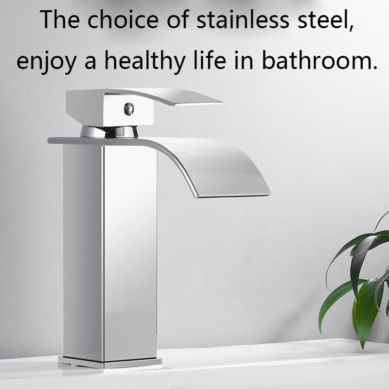 Waterfall Plating Bathroom Basin Faucet Single Lever Single Hole Hot And Cold Washing Bathroom Tap High