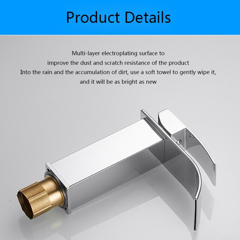 Waterfall Plating Bathroom Basin Faucet Single Lever Single Hole Hot And Cold Washing Bathroom Tap High
