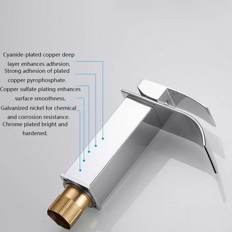 Waterfall Plating Bathroom Basin Faucet Single Lever Single Hole Hot And Cold Washing Bathroom Tap High