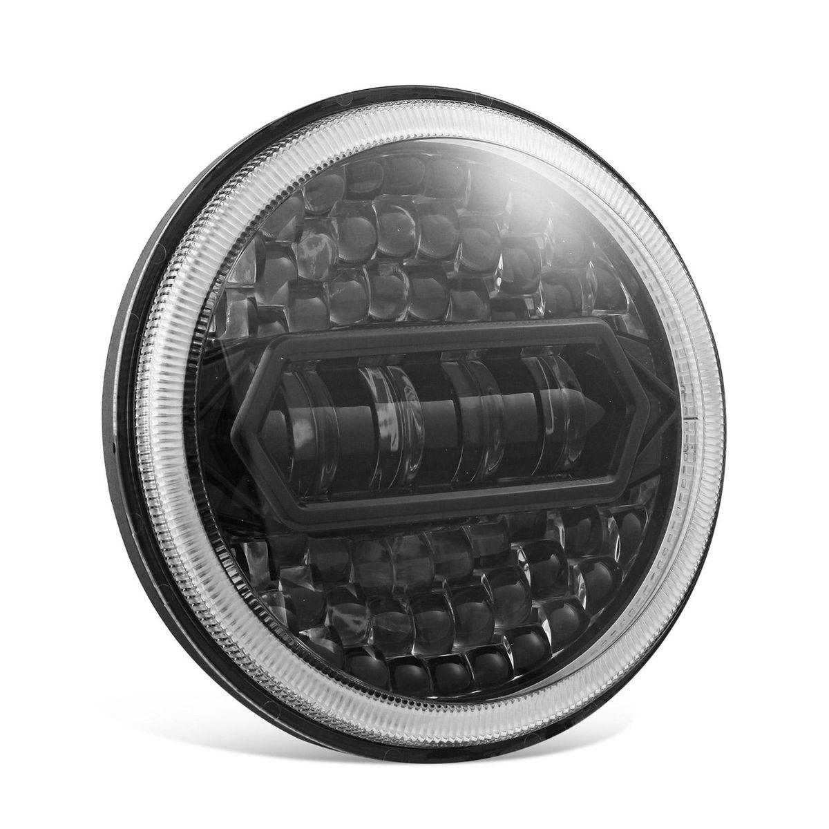 1PCS Motorcycle LED Headlight 7in 6000K 30000LM Halo/Crystal Light No-flickering IP67 Waterproof DRL/Turn Signal/Low Beam/High Beam Headlight