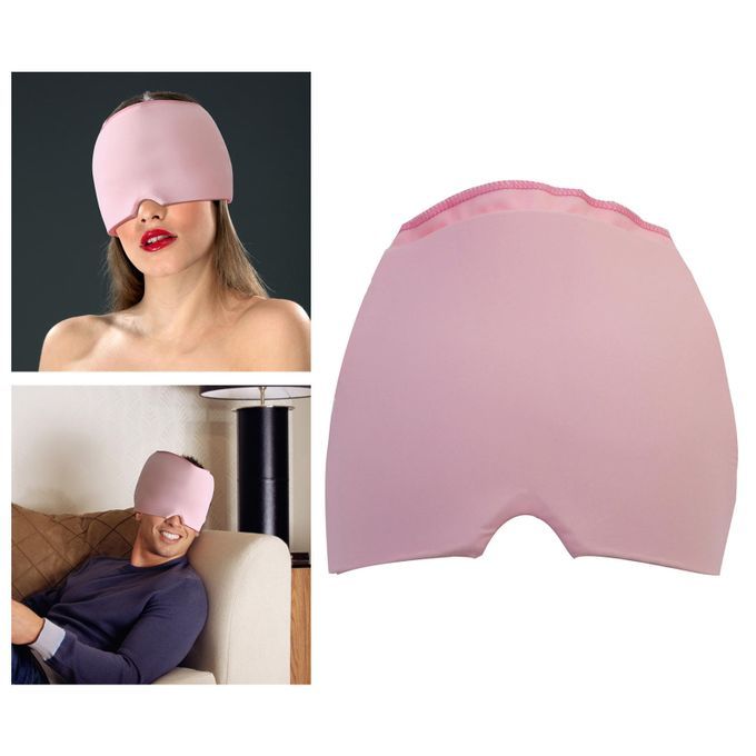 Ice Pack Head Wrap Adjustable For Migraine Relieving Eyes Hot Pink