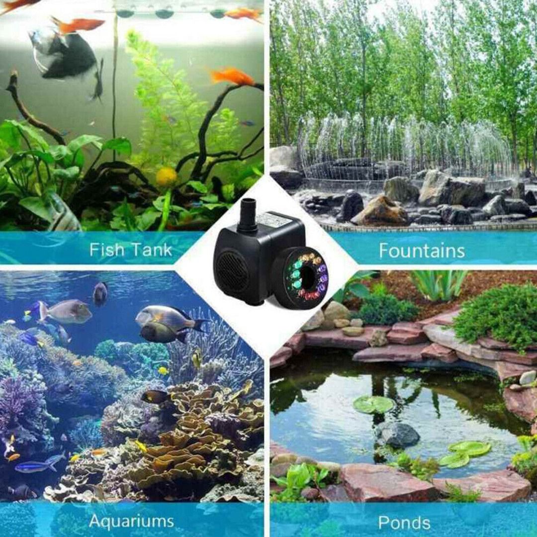 Aquarium15WSubmersible Water Pump LED Fish Tank Fountain Fish Pond Tank
