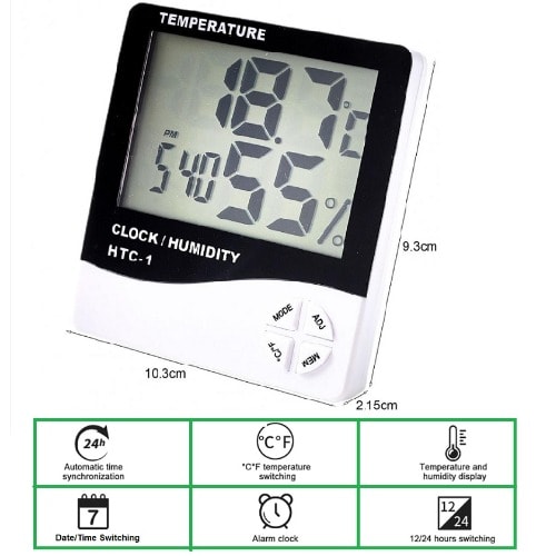 Electronic Thermometer Hygrometer Temperature And Humidity Alarm Clock Meter Htc-1