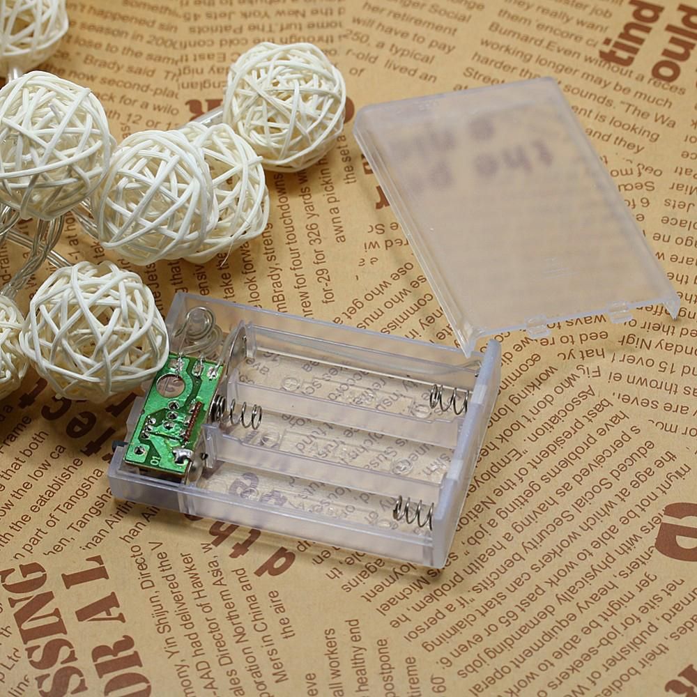2.2 Meters Rattan Ball LED String Lights Party Holiday Decorative Light with Battery Box