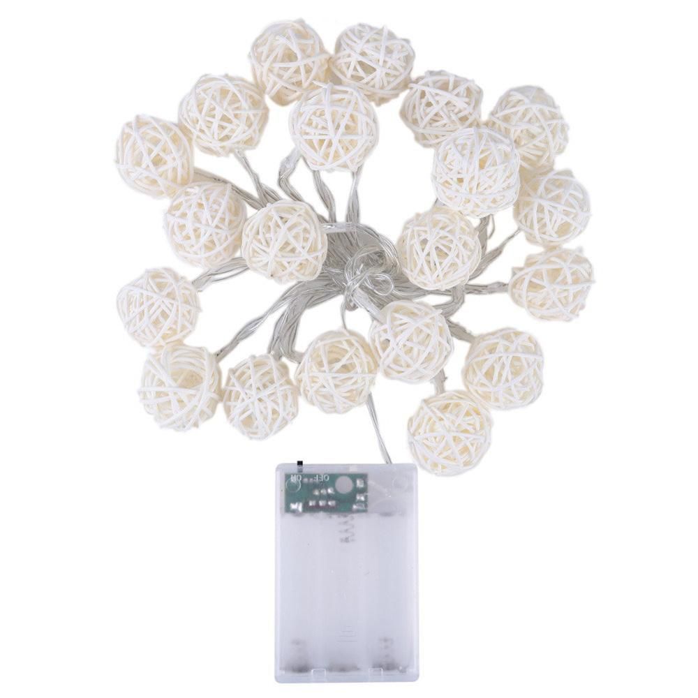 2.2 Meters Rattan Ball LED String Lights Party Holiday Decorative Light with Battery Box