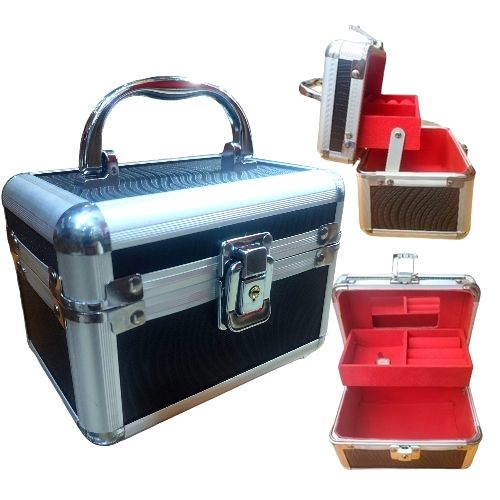Diamond Crystalline Black Classic Design Jewelry Cosmetics Organizer Case Storage Box With Security