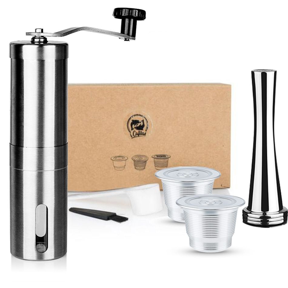 ICafilasICafilas Stainless Metal Reusable For Capsule With Press Coffee Grinds Stainless Tamper Espresso Maker Basket