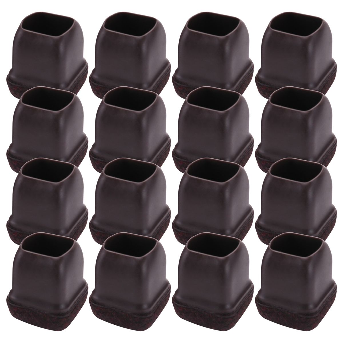 16 Pcs Brown Silicone Chair Leg Floor Protectors, Square