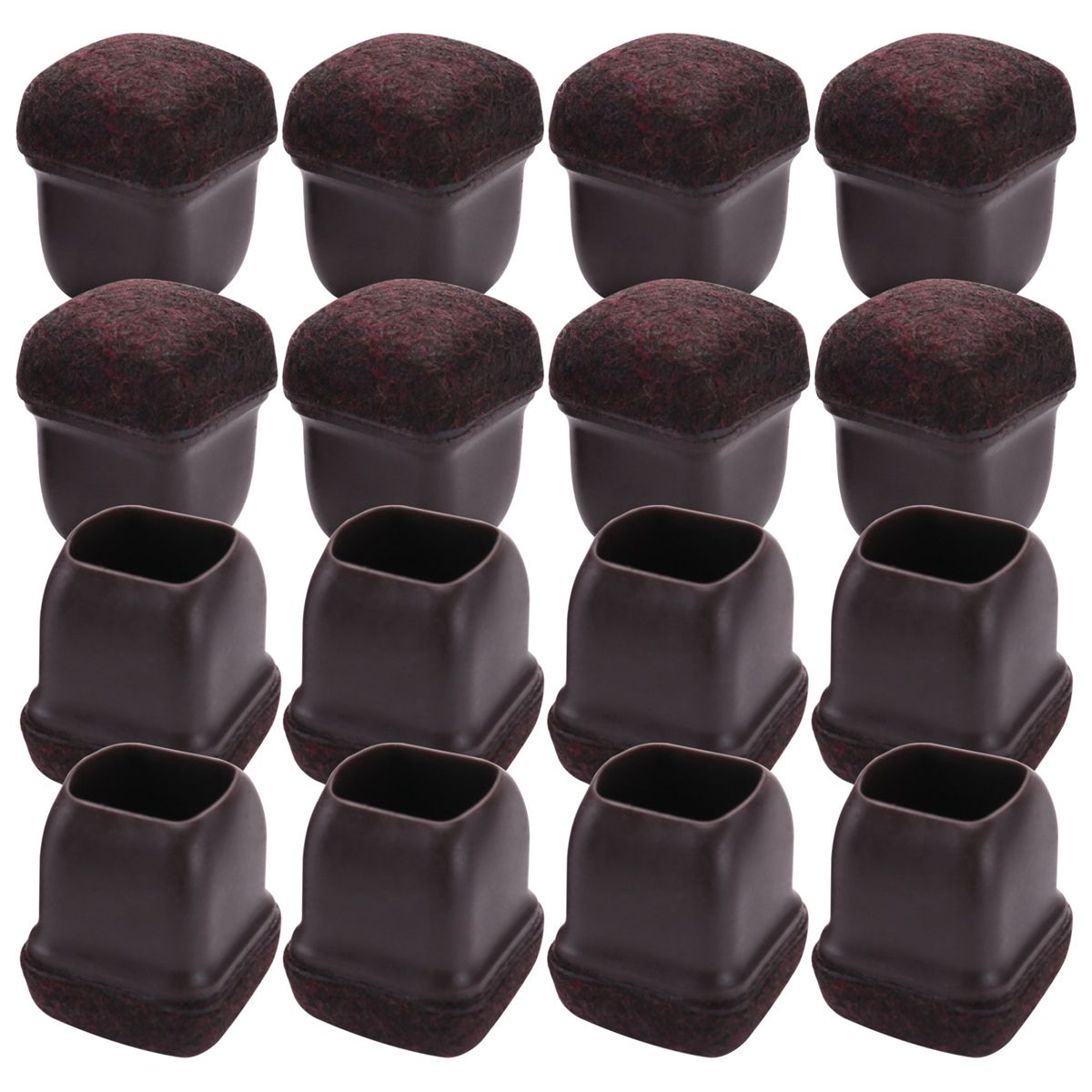 16 Pcs Brown Silicone Chair Leg Floor Protectors, Square