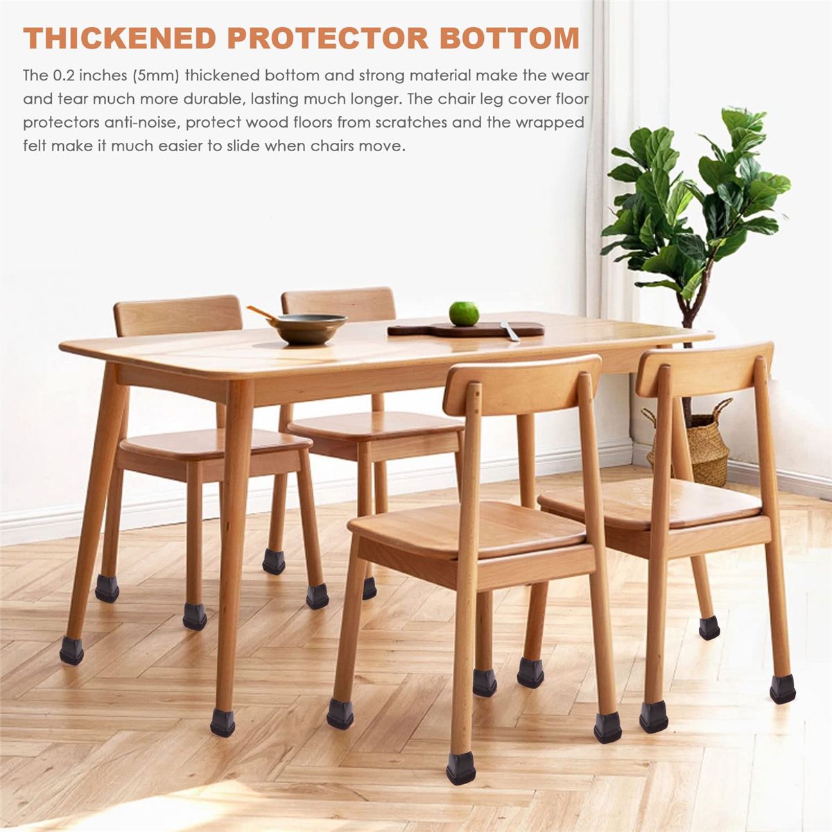 16 Pcs Brown Silicone Chair Leg Floor Protectors, Square
