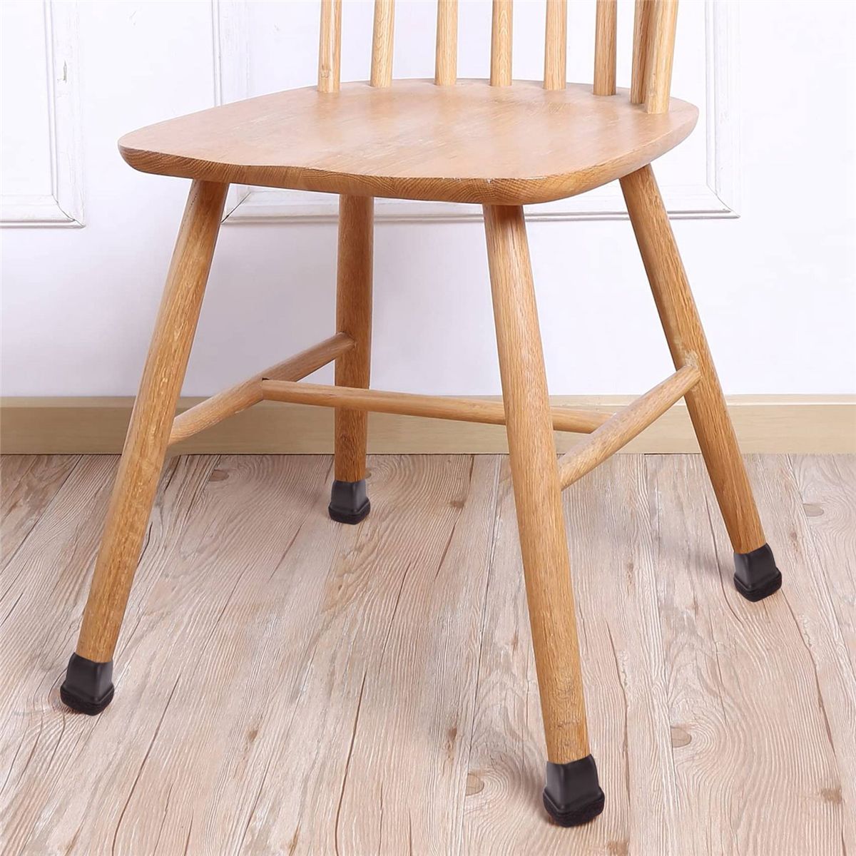 16 Pcs Brown Silicone Chair Leg Floor Protectors, Square