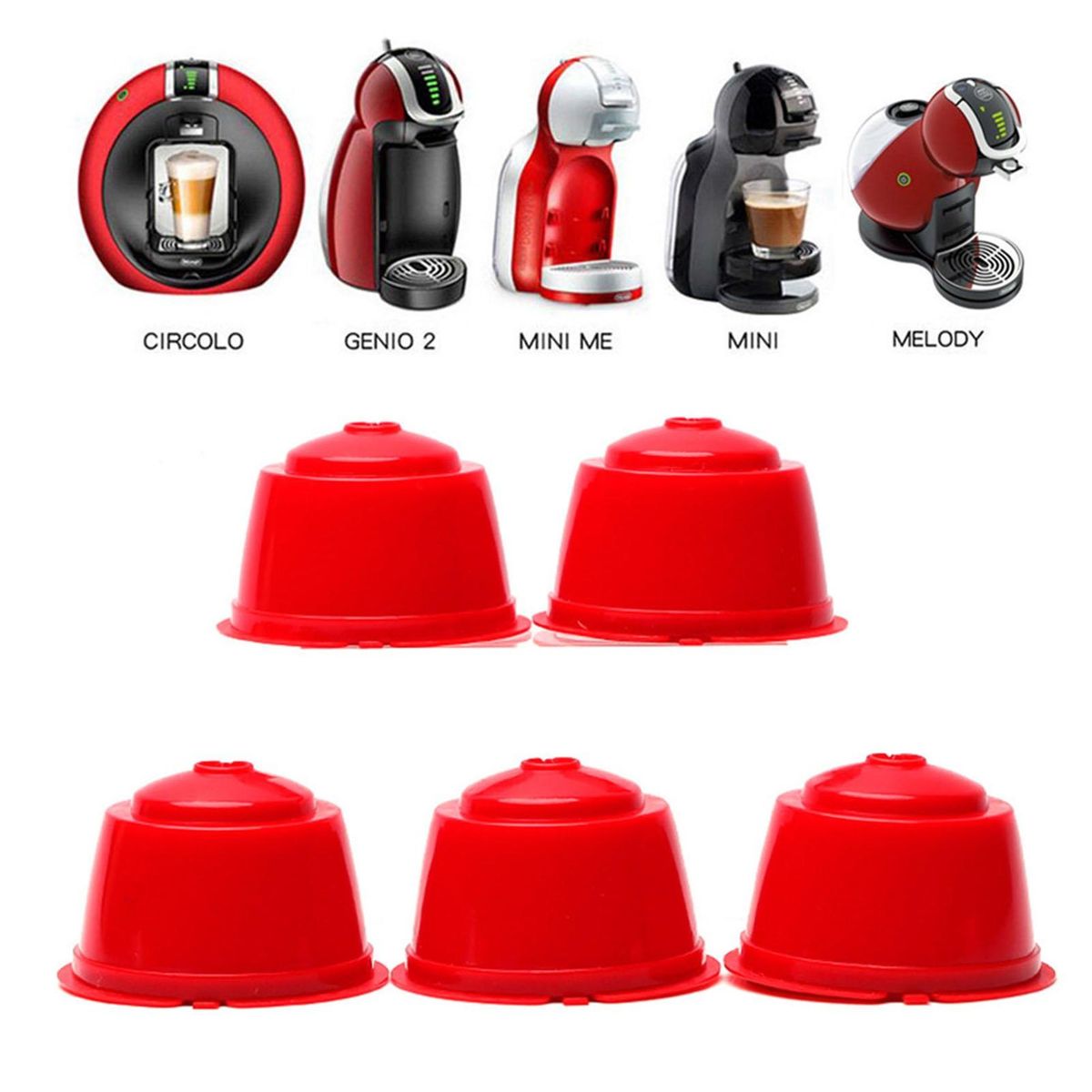 Money-saving Coffee Capsules Brew 5-pack Reusable Coffee for Dolce Red