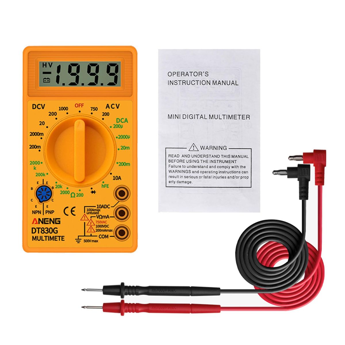 Portable Portable Digital Display Clamp Meter Yellow