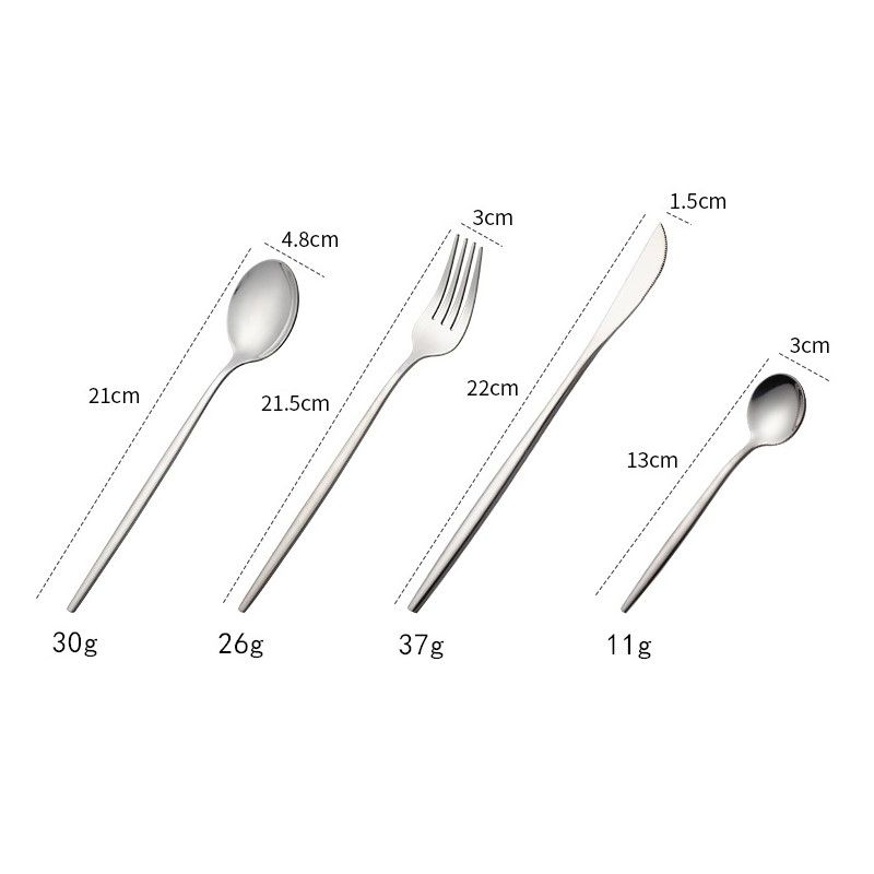 24PCS Stainless Steel Silver Tableware Knives Forks