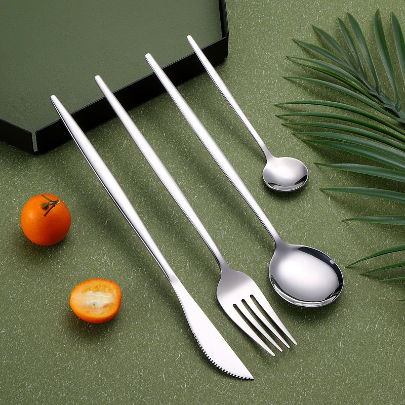 24PCS Stainless Steel Silver Tableware Knives Forks